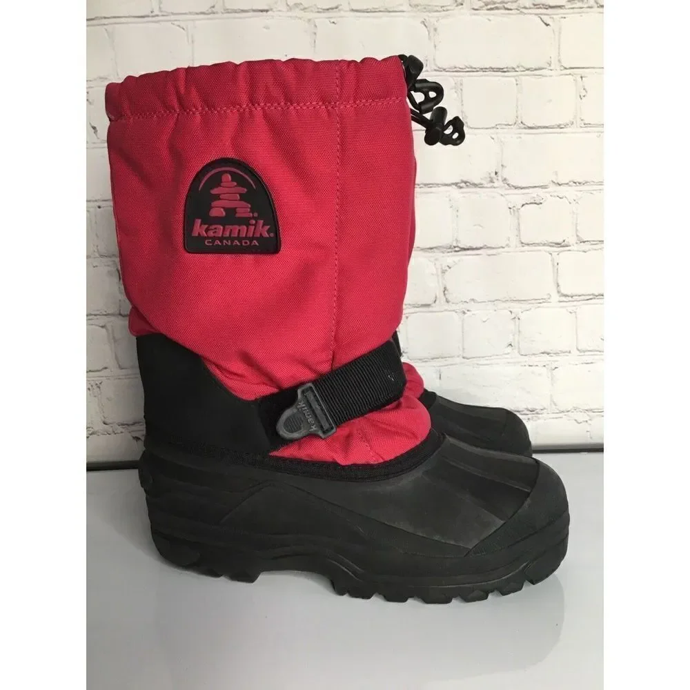 KAMIK Women's Kids Youth‎ size 5 Pink Magenta And Black Duck Winter Snow Boots
